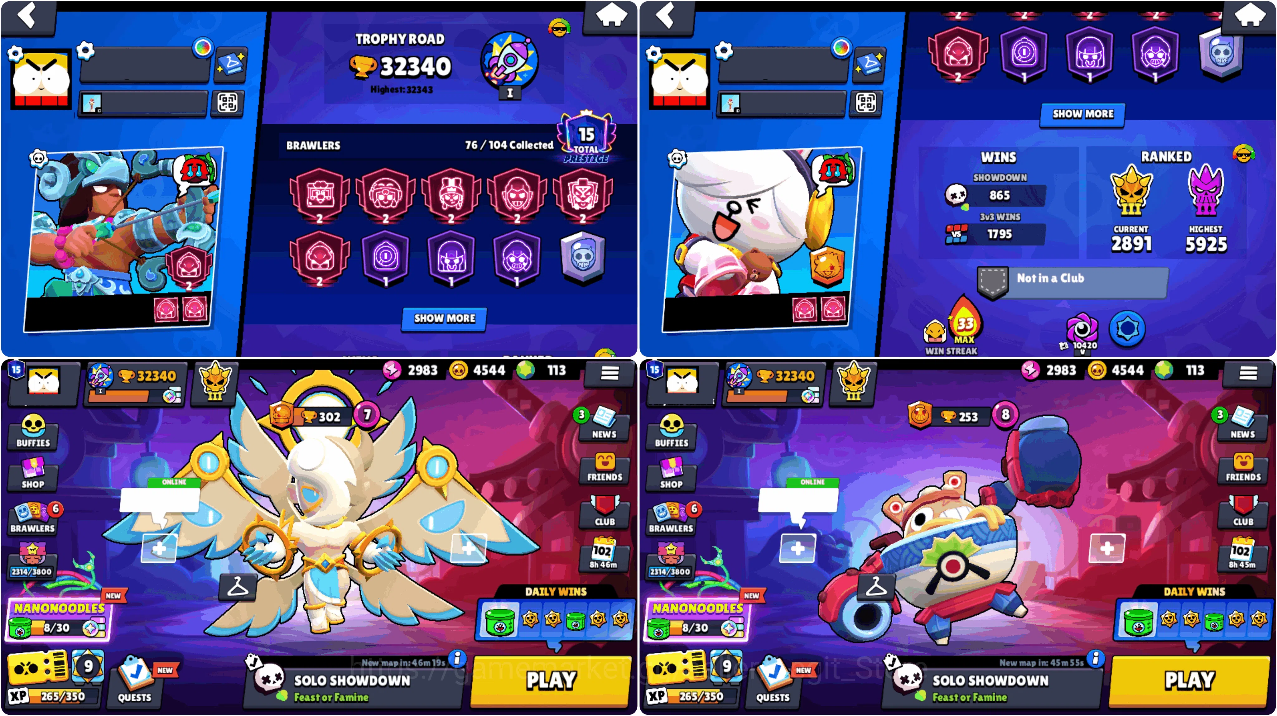 Brawl Stars Accounts 6x2 lvl PRESTIGE | 110 GEMS | 32k TROPHY | LIGHTBEARER EDGAR | TICKOYAKI | 3 FAERIE BONNIE | 3 DRAGON 3