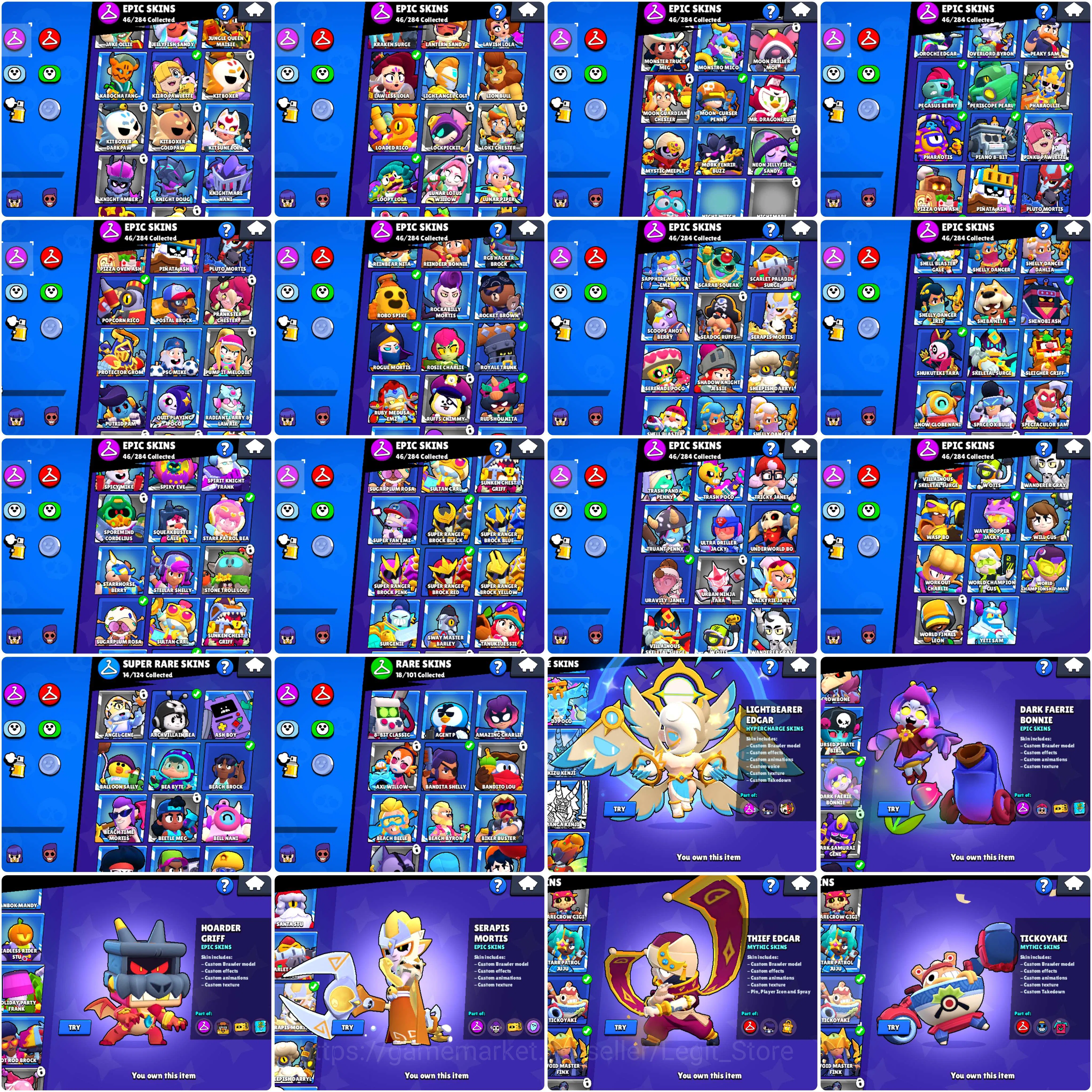 Brawl Stars Accounts 6x2 lvl PRESTIGE | 110 GEMS | 32k TROPHY | LIGHTBEARER EDGAR | TICKOYAKI | 3 FAERIE BONNIE | 3 DRAGON 7