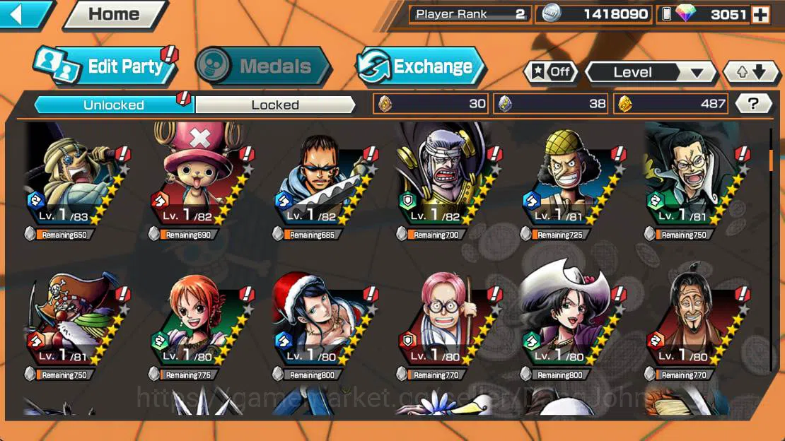 One Piece Bounty Rush Accounts Others GLOBAL|EX 3 | Seraphim Snake, King pirates Luffy, St ethanbaron more detail check SS 2