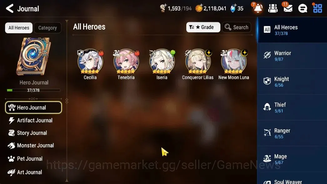 Epic Seven Accounts Starter GLOBAL Unverif|New Era|2 ML (Conqu lilias,NM Luna)+Cecilia,Tenebria|Poh ON|1,5k 7