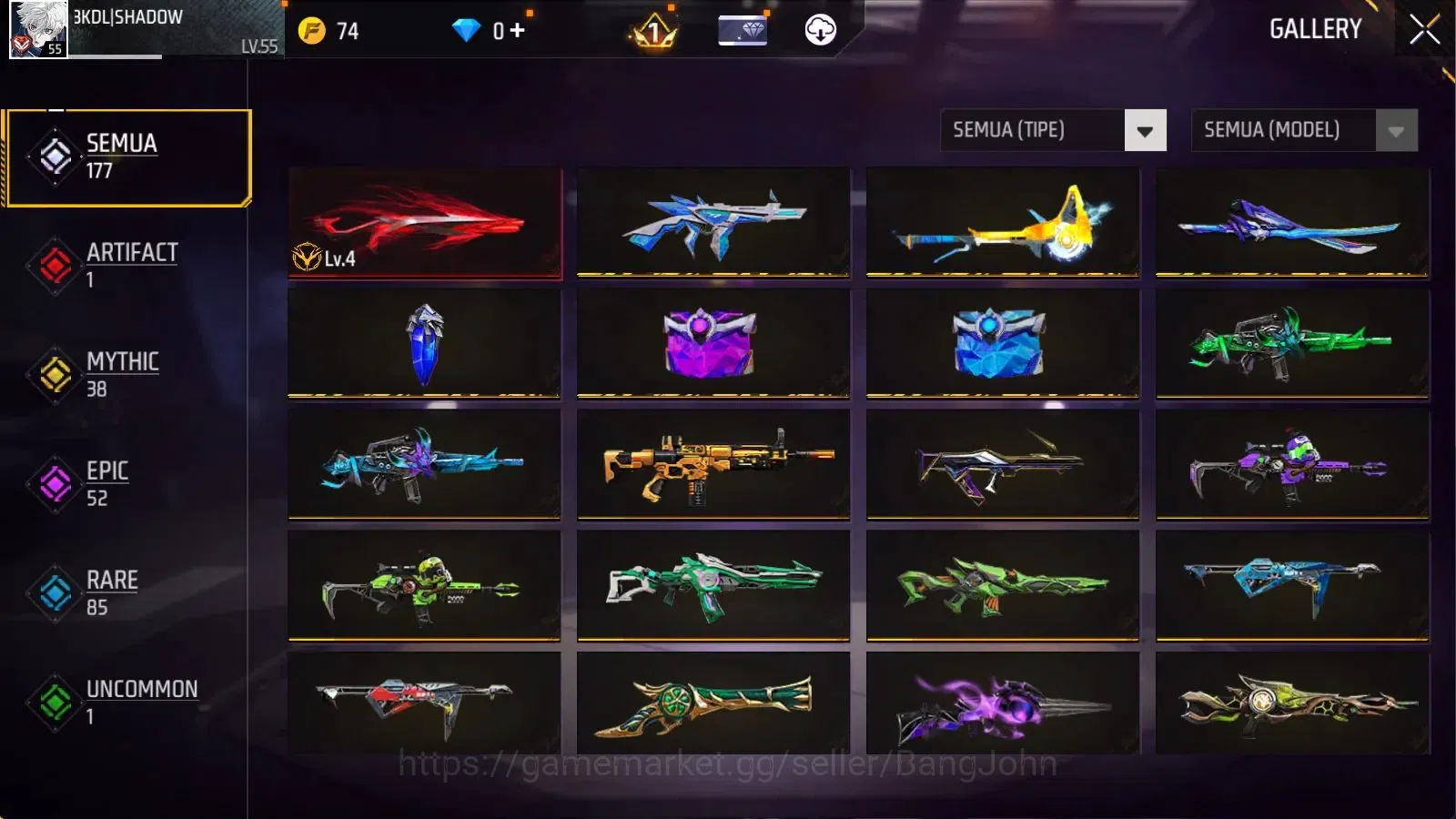Free Fire Accounts Indonesia | Evo M1014 Scorpio Shat Lvl4 | M1887 Em image 4