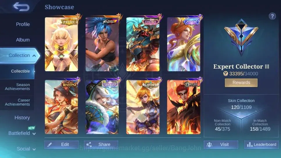 Mobile Legends: Bang Bang Accounts Global|Hero 70|Skin 120|Expert|Prime Beatrix|KOF K image 17