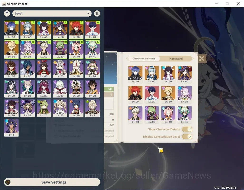 Genshin Impact Accounts Others Asia|AR 50|Premium Team Flins|3 Limited + 1(*5 Weapon)|Columbina,Ineffa|All Unset|Male 1