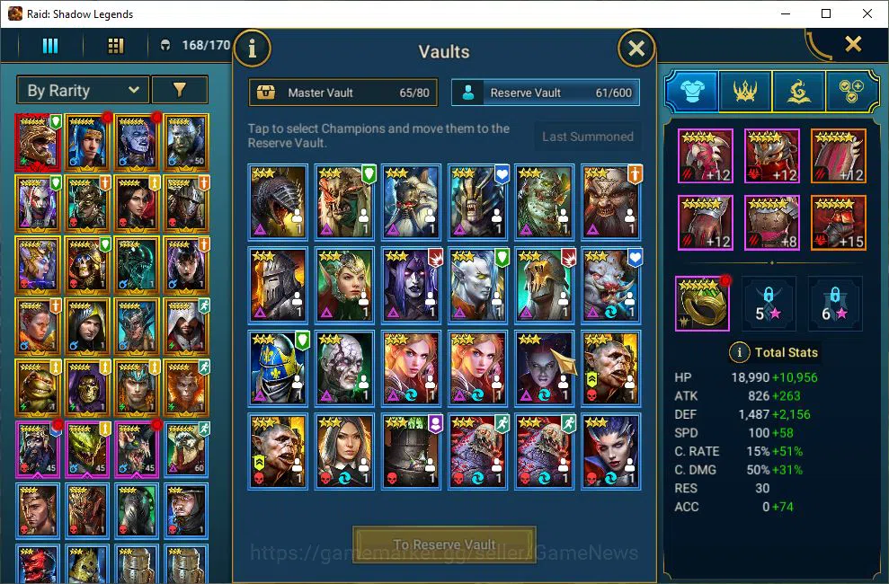 Raid: Shadow Legends Accounts Lv35 500K Power|1 Mythic(Androc)+19 Legendary(Ninj image 6