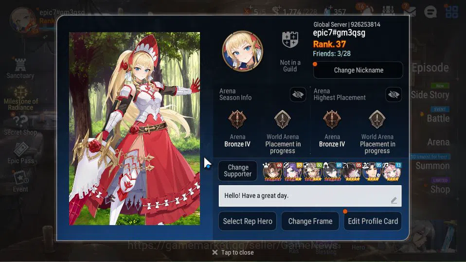 Epic Seven Accounts GLOBAL Unverif|New Era|3 ML(E Ilynav,Solitaria otS image 18