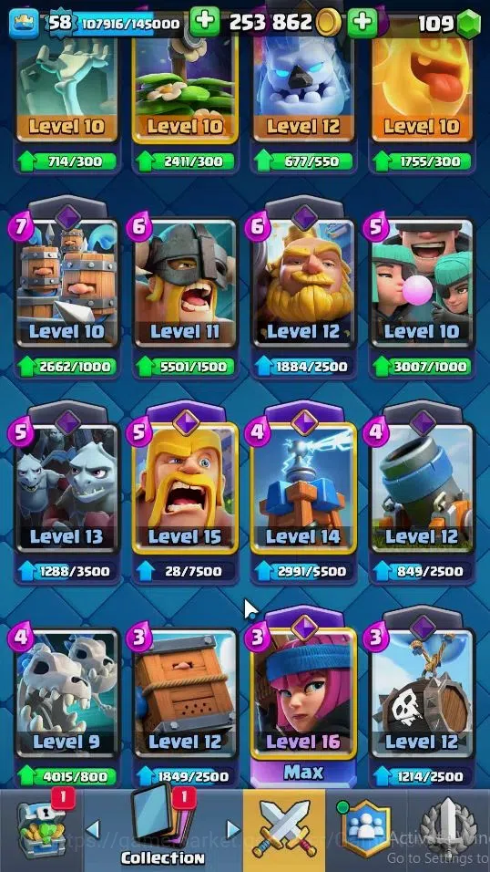Clash Royale Accounts Lv 58|Trophy 11060|KTL 15|Limited Skin|Card 121|4  image 11