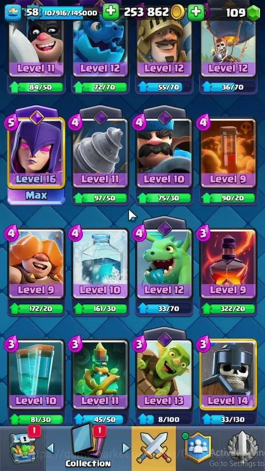 Clash Royale Accounts Lv 58|Trophy 11060|KTL 15|Limited Skin|Card 121|4  image 8