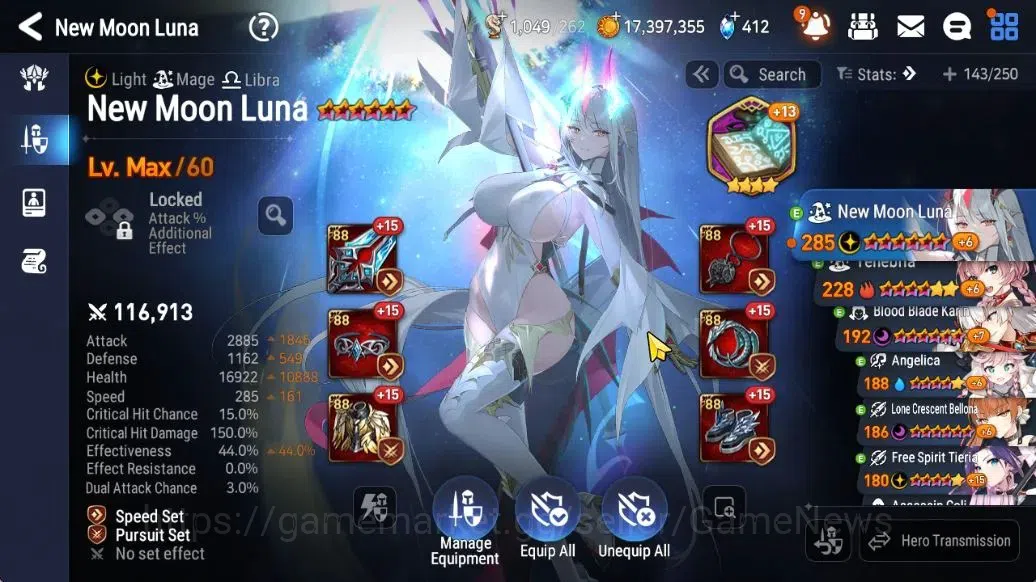 Epic Seven Accounts Limited Hero GLOBAL Unverif|New Era|5 ML[NM Luna,LR Krau,Specimen Sez]+Setsuka,TA 18