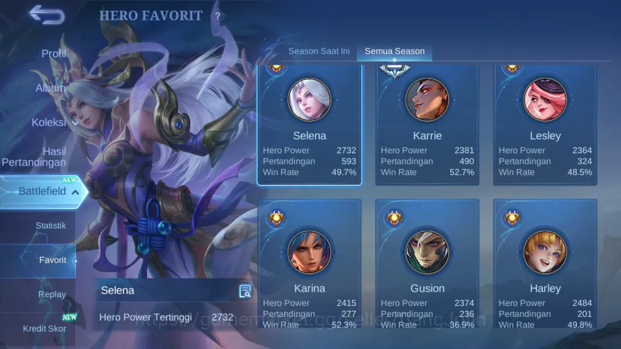 Mobile Legends: Bang Bang Accounts GLOBAL Hero 132 Skin 288 Luckybox Selena Lunox | A image 13
