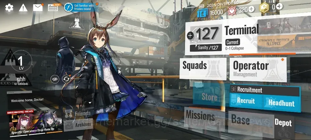 Arknights Accounts Starter Fresh Starter Lvl 1 |19 Operator|1 Limited Wang|Birthday Unset|Terminal 0-1|320 Orundum|Take 1