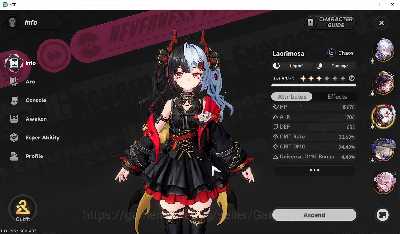 Neverness to Everness Accounts GLOBAL SEA|HL33|TL20|6SSR[Lacrimosa+Skins,Hotori,H image 3