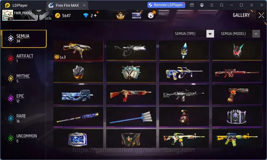 Free Fire Accounts Indonesia | Yuji Itadori collab bundle, Vault 241, image 3