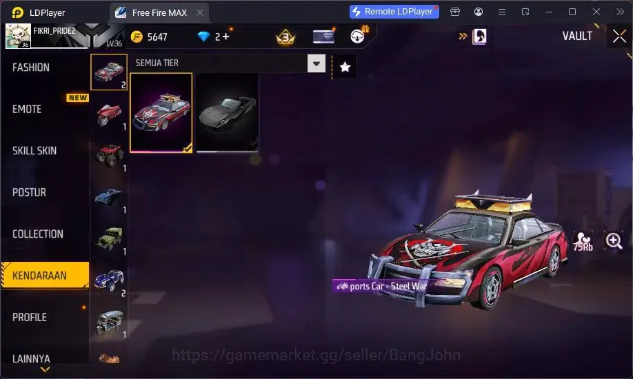 Free Fire Accounts Indonesia | Yuji Itadori collab bundle, Vault 241, image 6