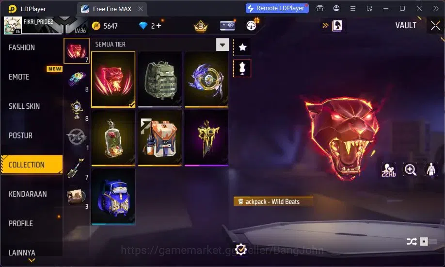 Free Fire Accounts Indonesia | Yuji Itadori collab bundle, Vault 241, image 7