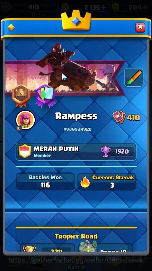 Clash Royale Accounts KTL 9|Trophy 3211|Card 61|1 Hero 3 EVO|3 Legend 9  image 2