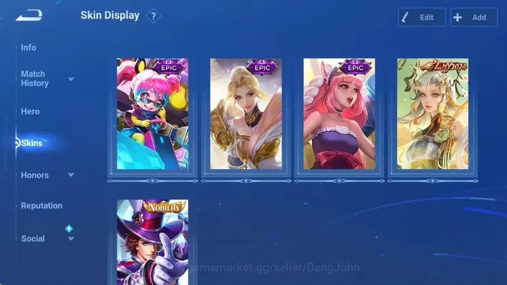 Honor of Kings Accounts Rare Skin Global|111H 172S|Blessed Da Qiao|Sun Ce [Precious,LNY24,Valentine]|Limbo Milady|SXD Hou 6