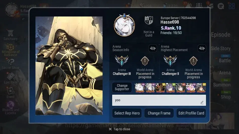 Epic Seven Accounts EU VERIF|30 ML(NOTOS,SALOME,GenRas,LOT SCales,NMLu image 2