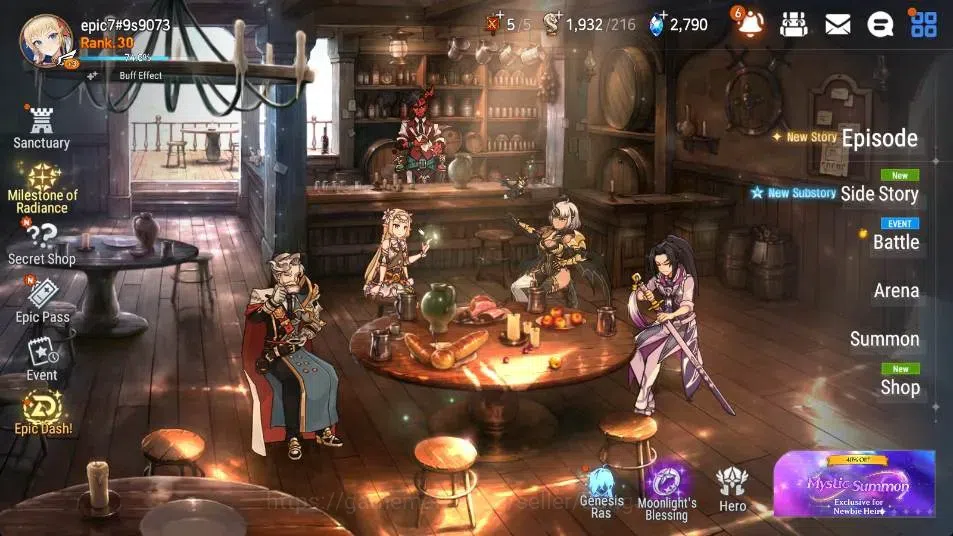 Epic Seven Accounts Limited Hero Global Unverif | 4 ML (ATywin,EIlynav,FLidica,SN Yulha)|PoH+Bless ON|SS 2.7K|Gold 2