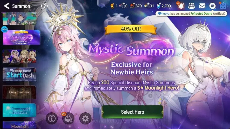 Epic Seven Accounts Limited Hero Global Unverif | 4 ML (ATywin,EIlynav,FLidica,SN Yulha)|PoH+Bless ON|SS 2.7K|Gold 20