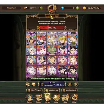 The Seven Deadly Sins: Grand Cross Accounts Endgame GLOBAL|7,5M CC|105 LS|12 LR+12 UR+Manny