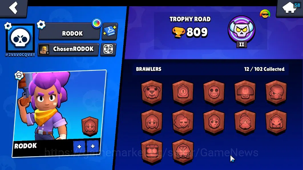 Brawl Stars Accounts 809 Trophy|12 Brawlers 1 Max Lvl (Edgar Full Buffi image 2