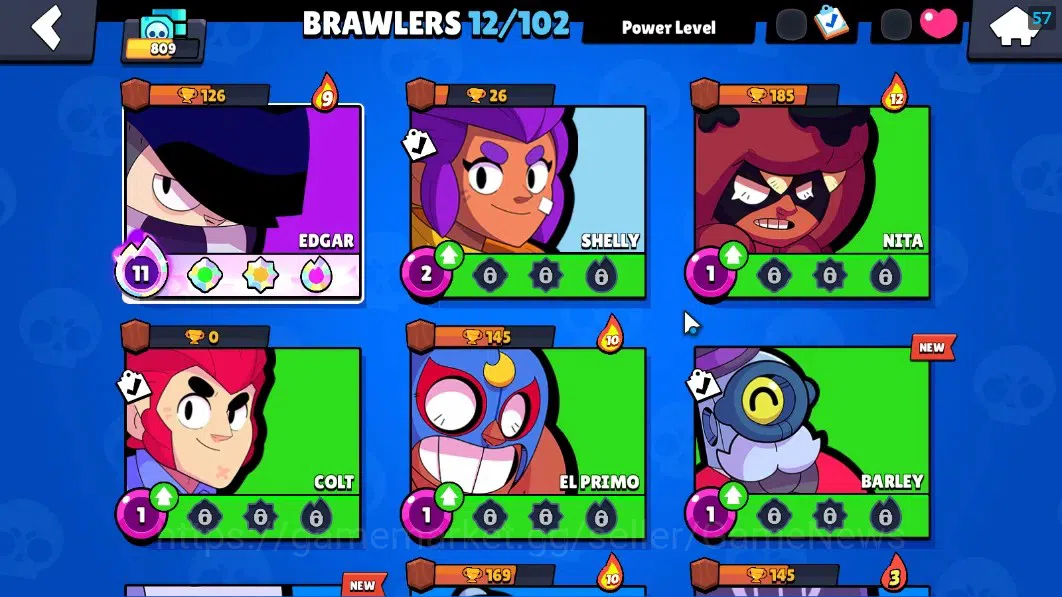 Brawl Stars Accounts 809 Trophy|12 Brawlers 1 Max Lvl (Edgar Full Buffi image 7