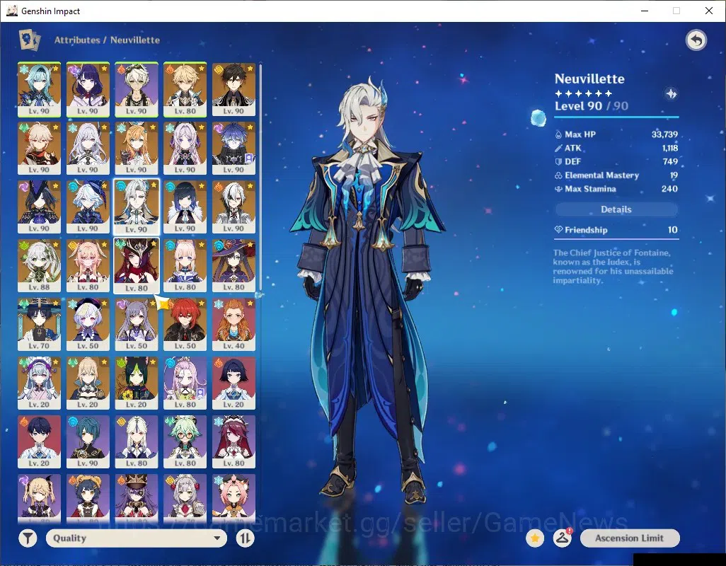 Genshin Impact Accounts ASIA|AR 60|PremTeam Skirk,Flins,Neuvil,Arle|18 Lim image 11
