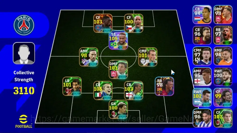 eFootball Accounts Legends & Iconic Players Android|Big Time Ousmane Dembele|Epic Fabio Cannavaro,Rio Ferdinand,Wesley 1