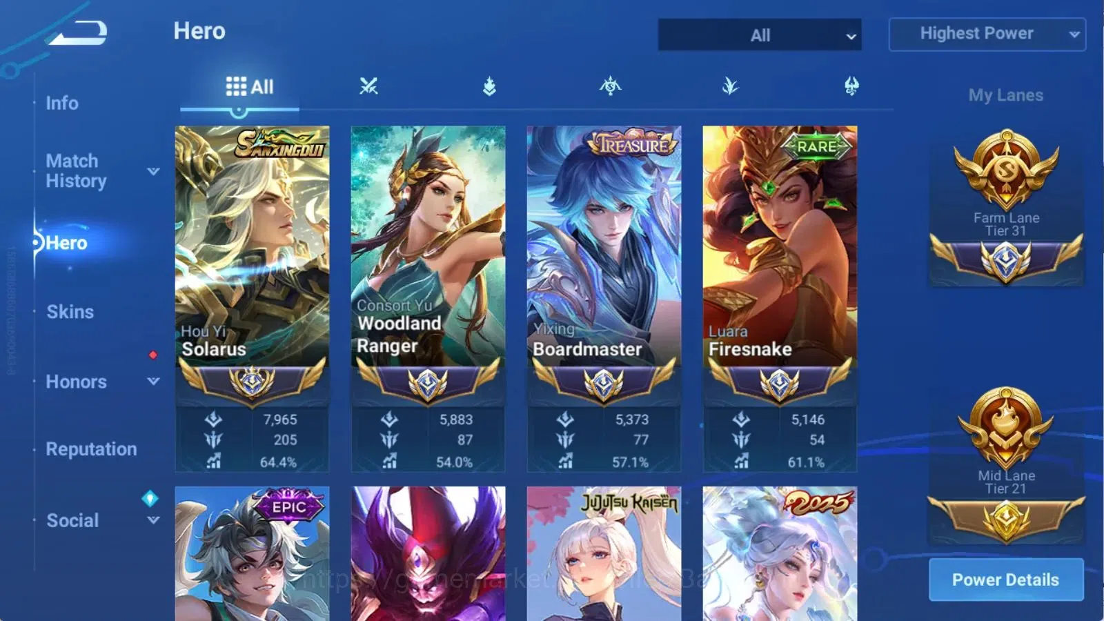 Honor of Kings Accounts Global | 112H 197S | JJK Sima Yi,Bleseed Nakoruru image 2