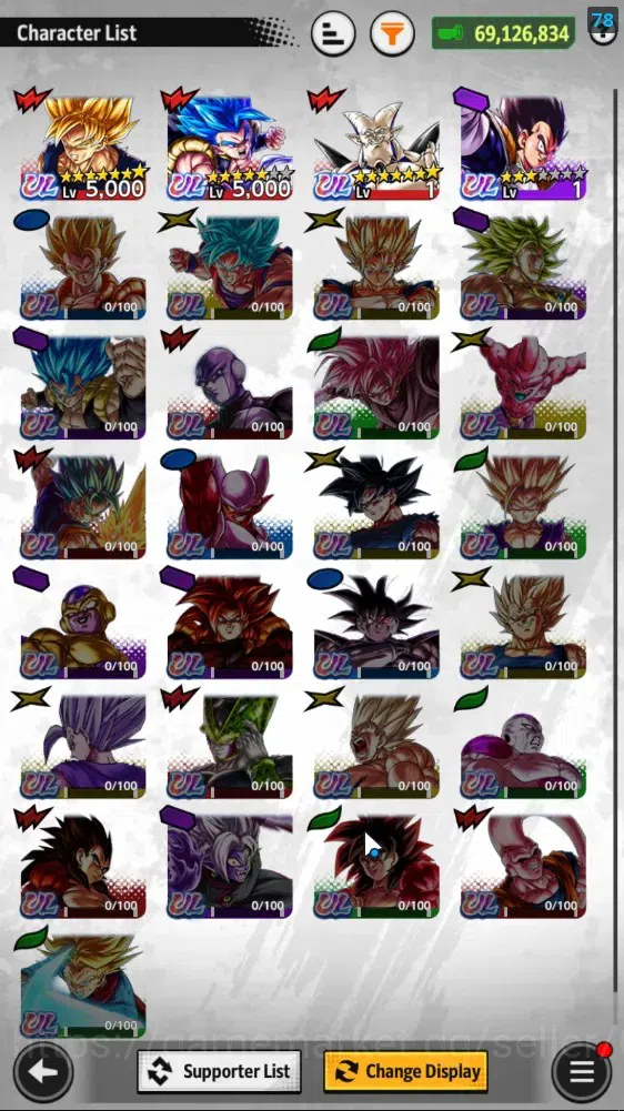 Dragon Ball Legends Accounts 69M Total Power|LV156|4LR+4UL+26LL|Broly Fury,Supe image 4
