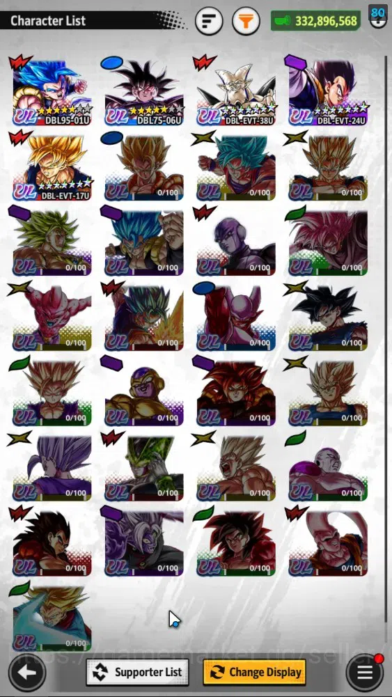 Dragon Ball Legends Accounts 332M TotalPwr|LV150|5UL+3LR+11LL|SSGSS Gogeta,Turl image 3