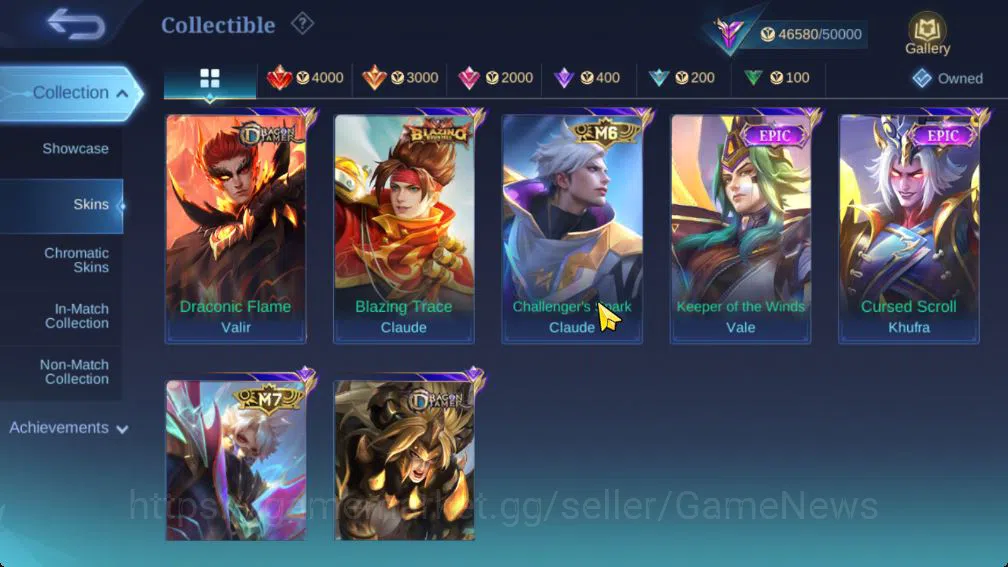 Mobile Legends: Bang Bang Accounts Collector Hero 121|Skin 225|Granger Prime,Star Lesley,Cyclops SpogB,LB Tigreal,Saber 9