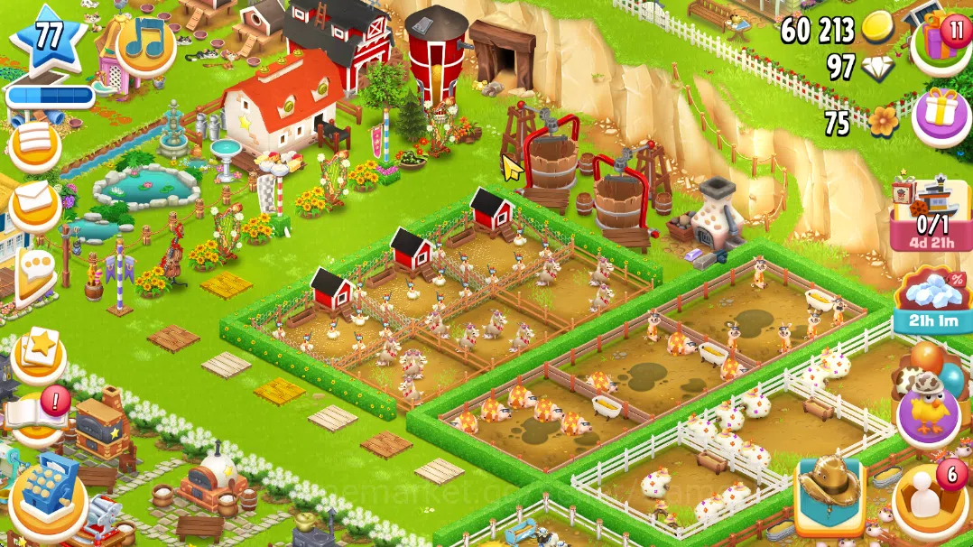 Hay Day Accounts Lvl 77|Barn Storage 1900+Silo Storage 1700|Town Ha image 3