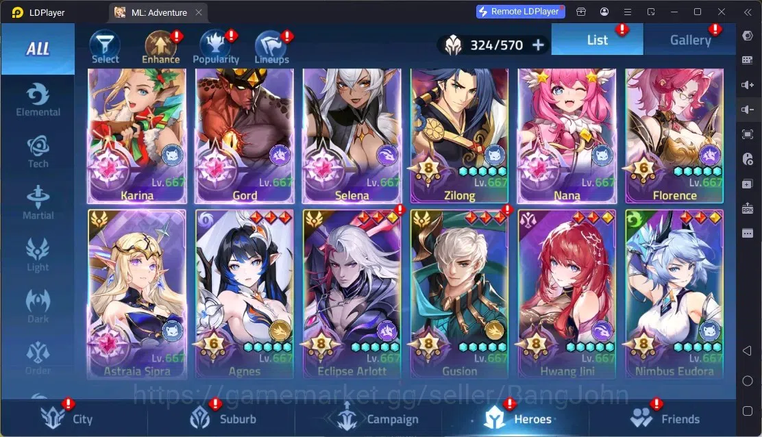 Mobile Legends: Adventure Accounts Global |LV 364|4.9B Power|VIP 11|Camp 79-14|16 Nexus|Hero 324|4Awaken|19UR|10 Epic|51 5