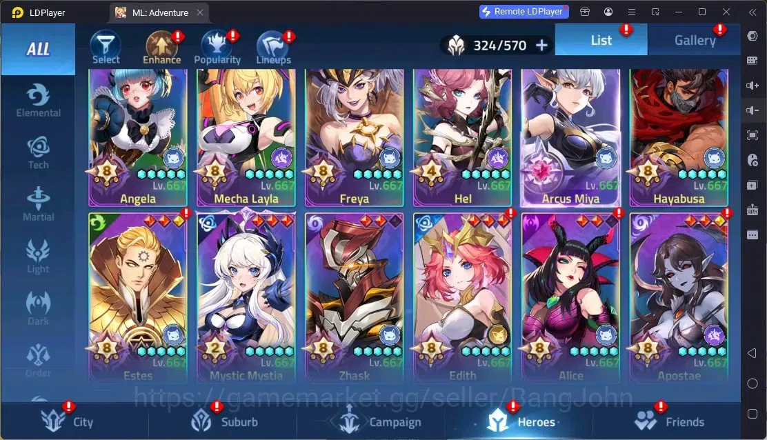 Mobile Legends: Adventure Accounts Global |LV 364|4.9B Power|VIP 11|Camp 79-14|16 Nexus|Hero 324|4Awaken|19UR|10 Epic|51 6