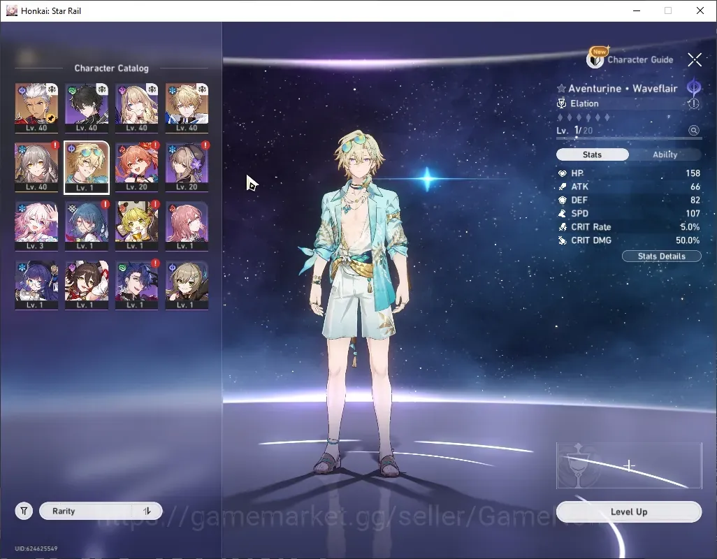 Honkai Star Rail Accounts Starter NA|TL 25|2 Limited| Aventurine Waveflair,Archer +1 STD Char (Gepard) |Female 1