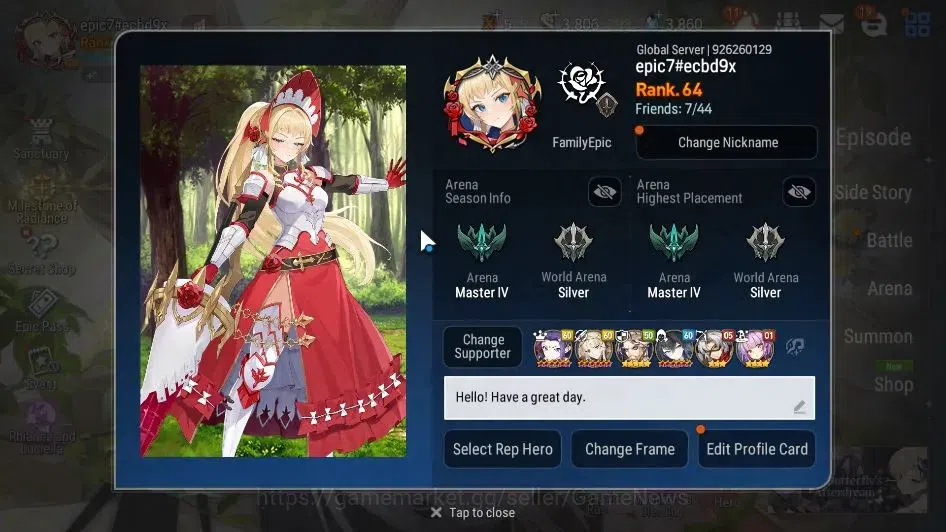 Epic Seven Accounts GLOBAL Unverif|12 ML(Salome,Belian,Har Seti,Etc)+S image 2