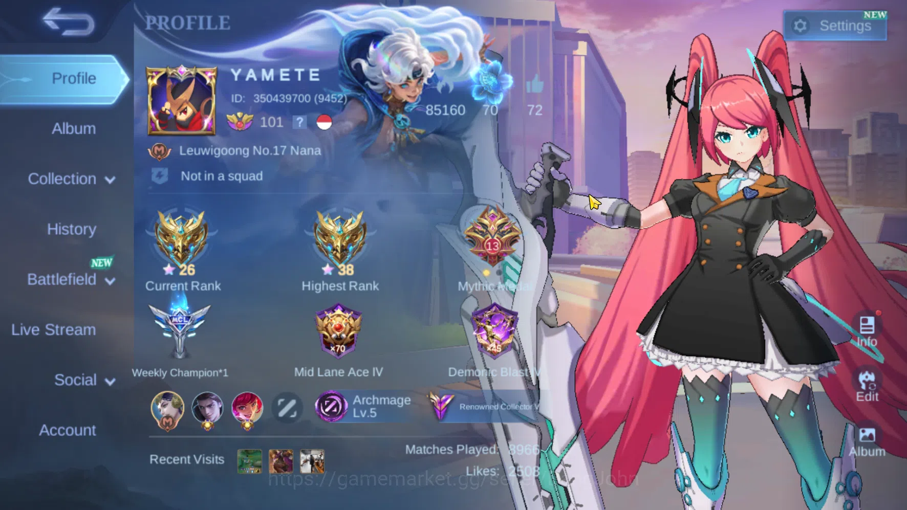 Hero 131 | Skin 234 | Aspirants Layla | KOF Karina | Stun Chou | Lightborn Harith | Epic Moskov | Epic Freya | Epic Roger | Blazing Claude ~ ML539B Mobile Legends: Bang Bang Others Hero 131 | Skin 234 | Aspirants Layla | KOF Karina image 1