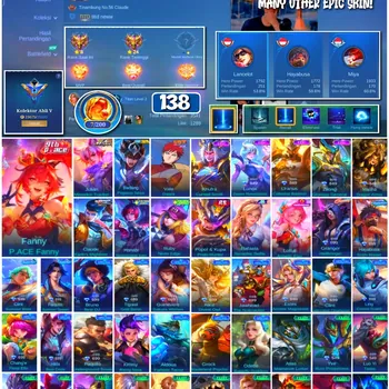 Mobile Legends: Bang Bang Accounts 🔥 #4229 🔥 💎 138 Skins 👑 Badang Pegasus Seiya ⚔️ Expert Collector V ⭐ Vale Gaara