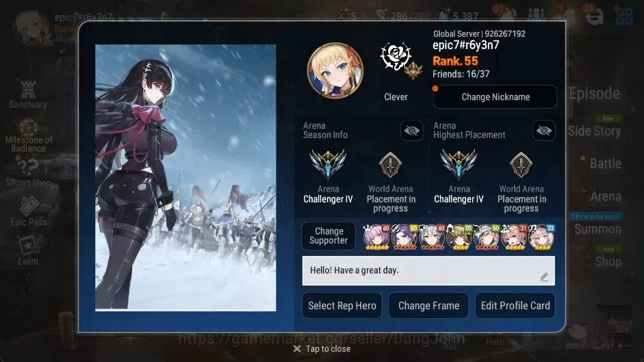 Epic Seven Accounts Global | Rank 55|7 ML(Zio,Vildred,STenebria,USChou image 20