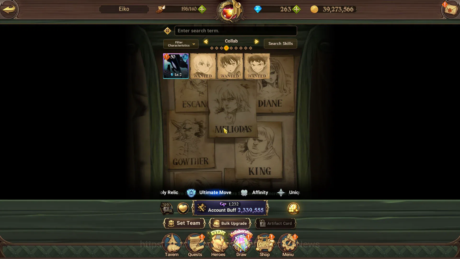 The Seven Deadly Sins: Grand Cross Accounts Midgame Asia|2,3M CC|125 L seal+263 DM|10 UR+Collab 4