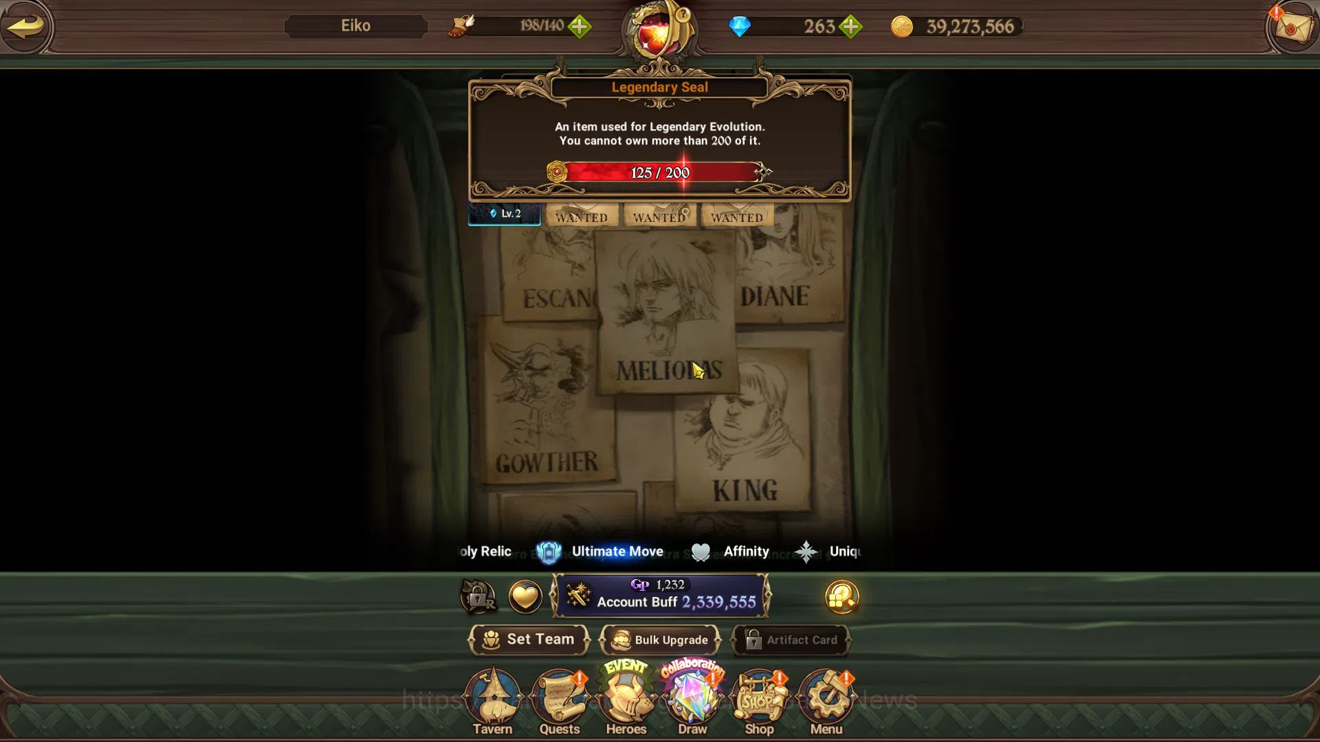 The Seven Deadly Sins: Grand Cross Accounts Midgame Asia|2,3M CC|125 L seal+263 DM|10 UR+Collab 5