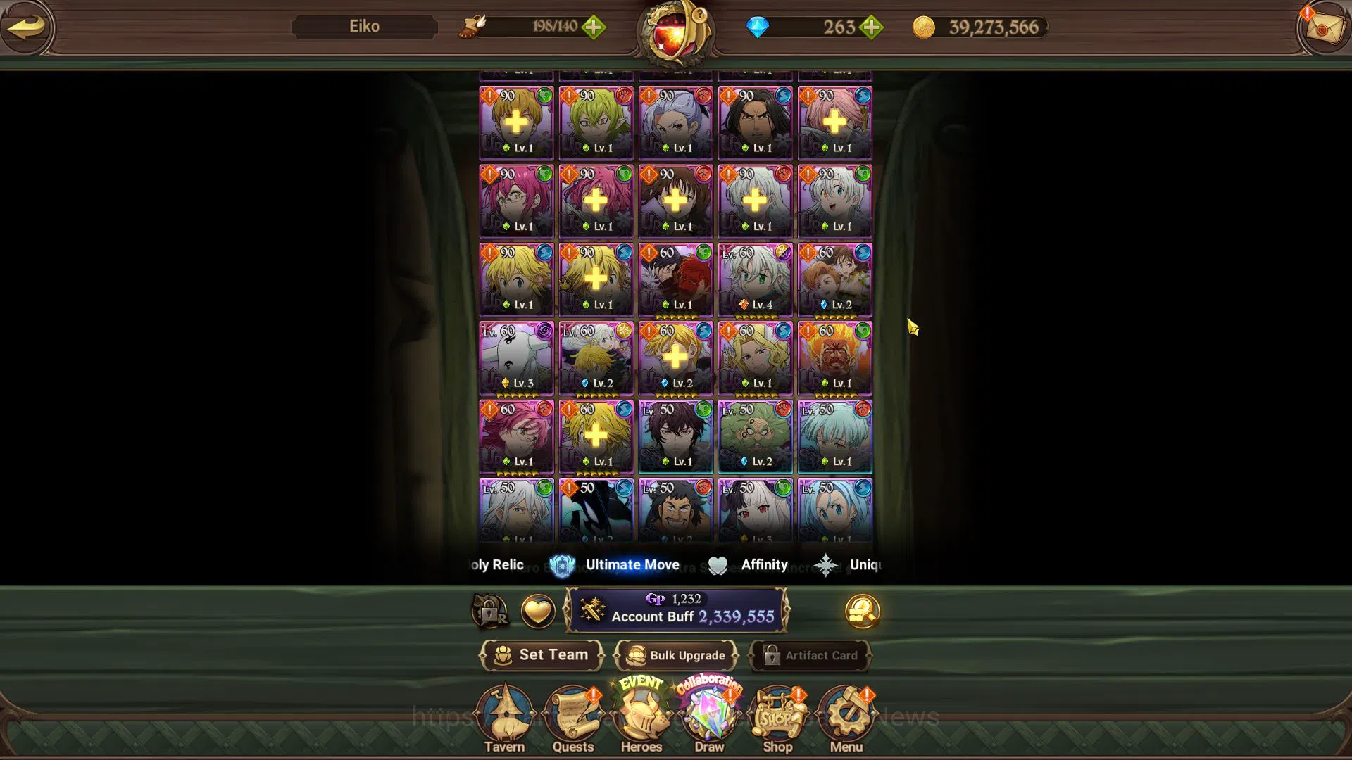The Seven Deadly Sins: Grand Cross Accounts Midgame Asia|2,3M CC|125 L seal+263 DM|10 UR+Collab 8