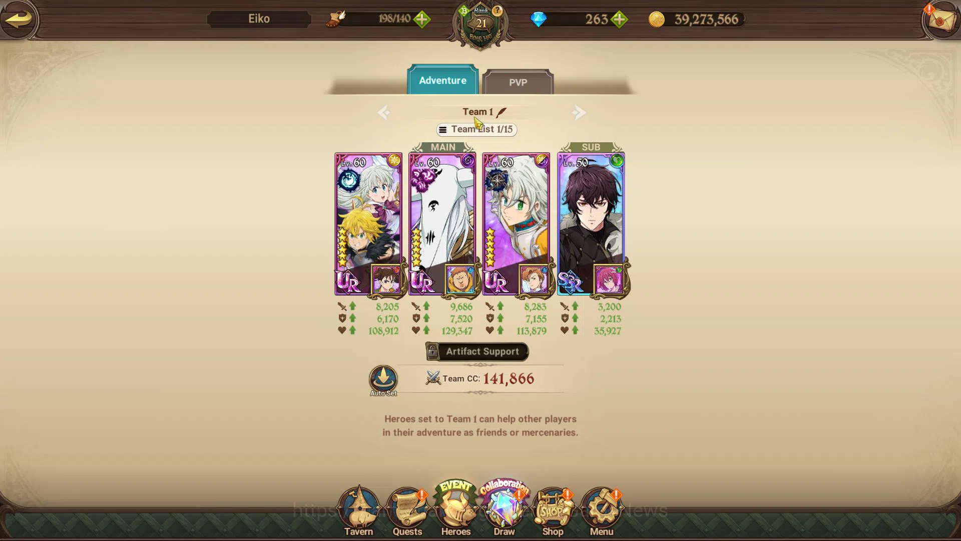 The Seven Deadly Sins: Grand Cross Accounts Midgame Asia|2,3M CC|125 L seal+263 DM|10 UR+Collab 9
