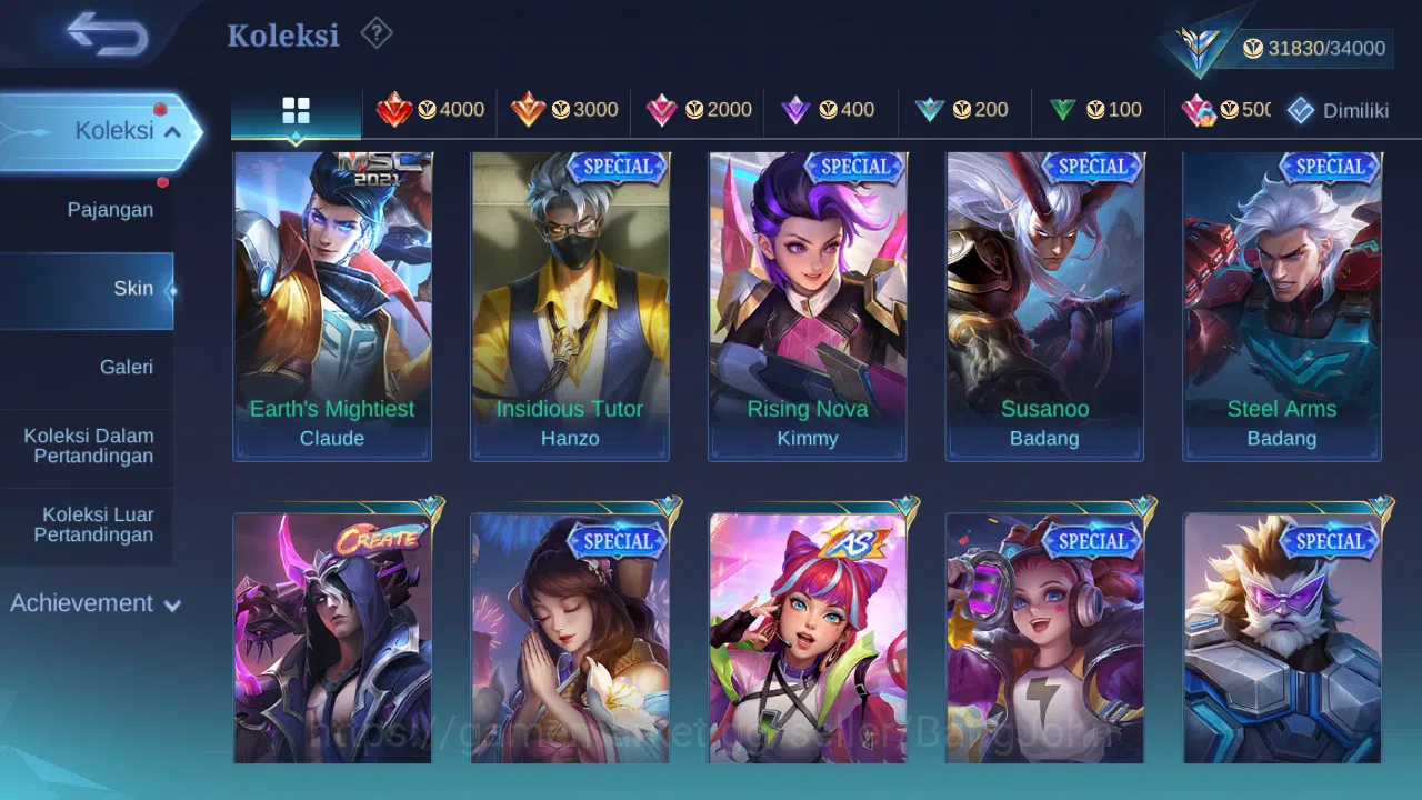 Mobile Legends: Bang Bang Accounts GLOBAL Hero 110 Skin 144 | CC Nata | Seiya Badang  image 9