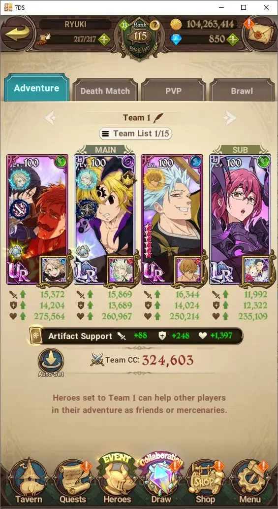 The Seven Deadly Sins: Grand Cross Accounts Endgame Global|5,6M Power|850 Diamonds| 9LR+8UR (Nemesis, Reinhard, King&Diane 13
