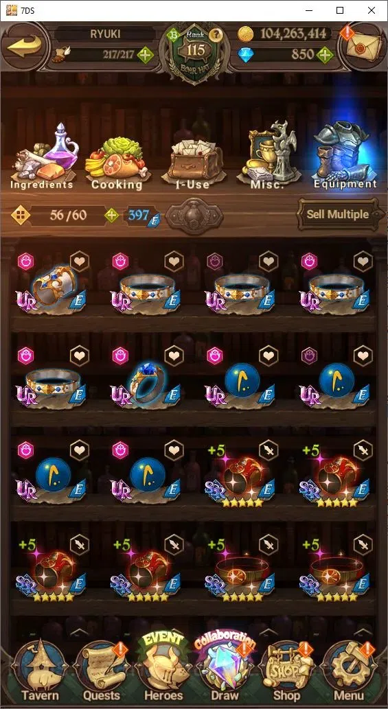 The Seven Deadly Sins: Grand Cross Accounts Endgame Global|5,6M Power|850 Diamonds| 9LR+8UR (Nemesis, Reinhard, King&Diane 18