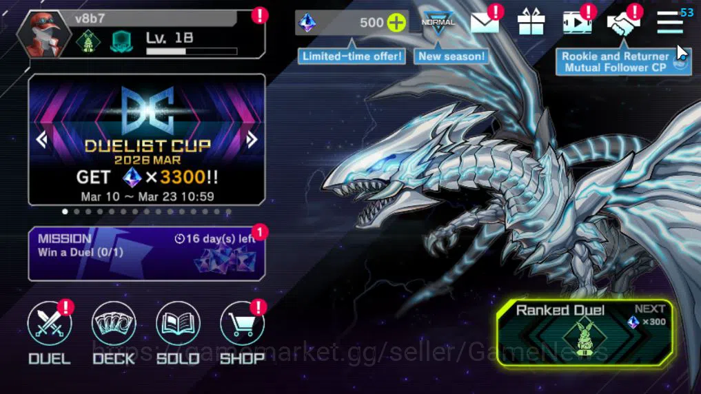 Yu-Gi-Oh! Master Duel Accounts Lv 18 | 20 Deck |VSK9,DragonMaid,Dracotail,Yummys, image 1
