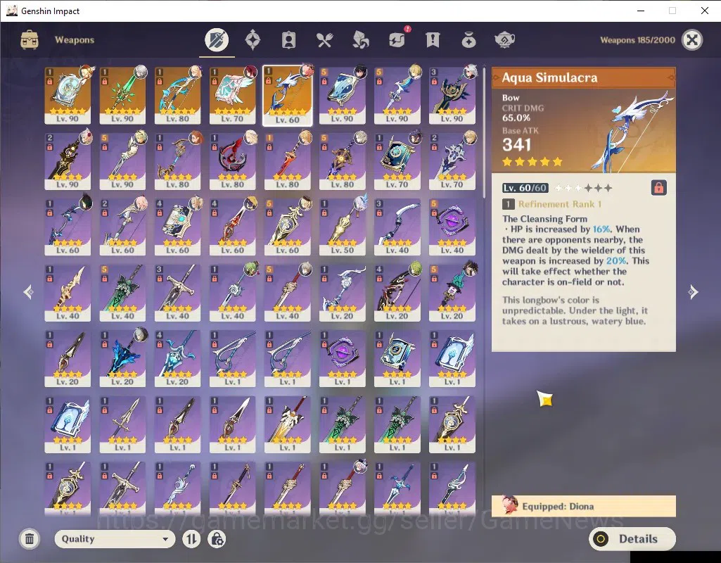 Genshin Impact Accounts ASIA|AR 56|10 Limited + 5 (*5 Weapon)|Skirk,Varka, image 3