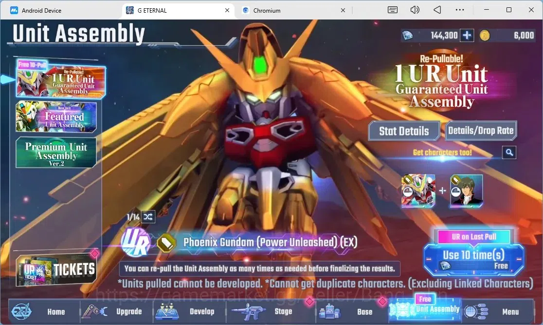 SD Gundam G Generation ETERNAL Accounts Global Rank 1 | FreshStory | 100+K Diamond, Selector Banner On, 9Gundam SSR+ 1Supp 2
